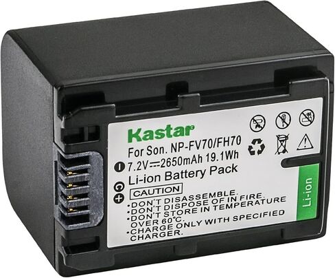 Kastar 2-Pack NP-FV70 استبدال بطارية Sony DCR-SX43، DCR-SX44، DCR-SX45، DCR-SX53، DCR-SX63، DCR-SX65، DCR-SX73، DCR-SX83، DCR-SX85، DEV-3، DEV-30، DEV-5، DEV-50، DEV-50V، FDR-AX100 in Kuwait