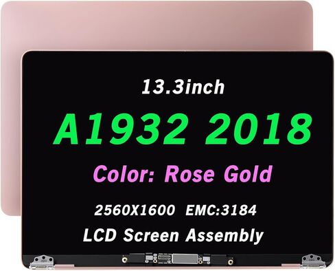 مفصلات كابل غطاء شاشة LCD مجموعة علوية كاملة متوافقة مع MacBook Air Retina 13.3 بوصة A1932 2018 MRE82xx/A MREA2 MREE2 MRE92 MREC2 MREF2 MUQT2 MUQU2 MUQV2 661-0973 EMC 3184 (ذهبي وردي) in Kuwait