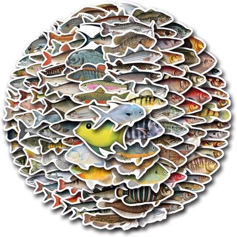 110 Pcs Deep Sea Fish Sticker Pack for Kids Teens, Funny Fish Vinyl Waterproof Stickers and Decals for Water Bottles Laptop Phone Motorcycle Computer Guitar Skateboard in Saudi Arabia