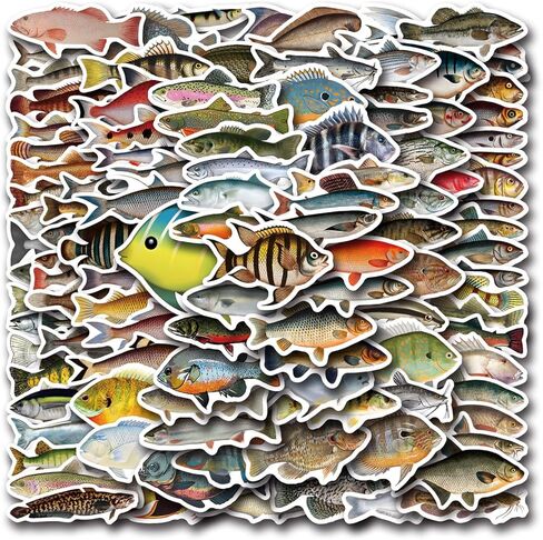 110 Pcs Deep Sea Fish Sticker Pack for Kids Teens, Funny Fish Vinyl Waterproof Stickers and Decals for Water Bottles Laptop Phone Motorcycle Computer Guitar Skateboard in Saudi Arabia