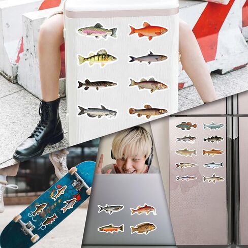 110 Pcs Deep Sea Fish Sticker Pack for Kids Teens, Funny Fish Vinyl Waterproof Stickers and Decals for Water Bottles Laptop Phone Motorcycle Computer Guitar Skateboard in Saudi Arabia