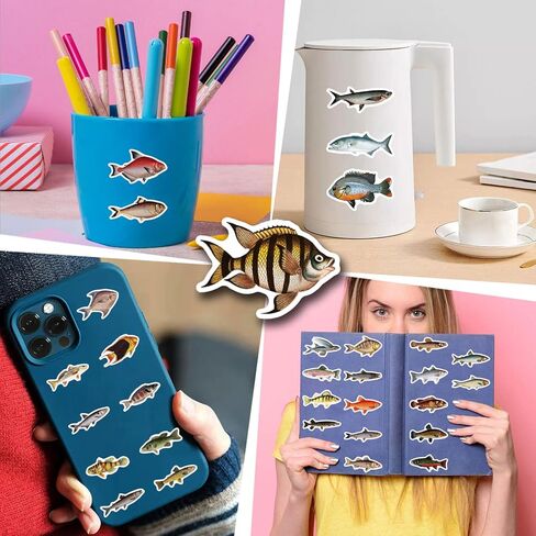 110 Pcs Deep Sea Fish Sticker Pack for Kids Teens, Funny Fish Vinyl Waterproof Stickers and Decals for Water Bottles Laptop Phone Motorcycle Computer Guitar Skateboard in Saudi Arabia