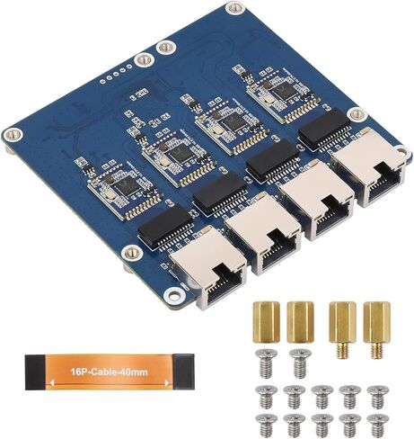 Waveshare PCIe to 4-Ch Gigabit ETH Board (B) Compatible with Raspberry Pi 5/RPi OS, Driver-Free, Plug and Play in Saudi Arabia