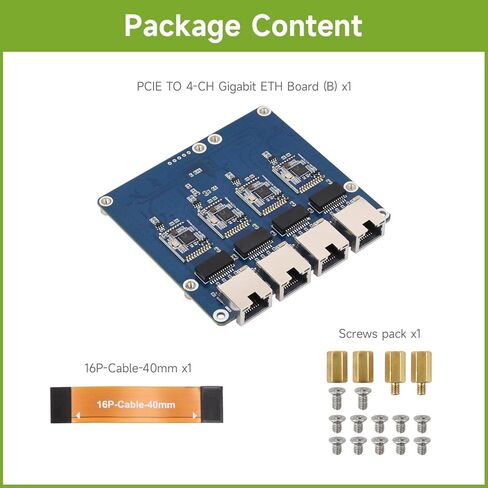 Waveshare PCIe to 4-Ch Gigabit ETH Board (B) Compatible with Raspberry Pi 5/RPi OS, Driver-Free, Plug and Play in Saudi Arabia