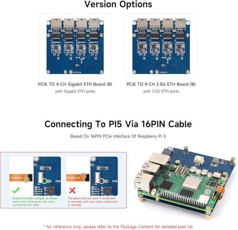Waveshare PCIe to 4-Ch Gigabit ETH Board (B) Compatible with Raspberry Pi 5/RPi OS, Driver-Free, Plug and Play in Saudi Arabia