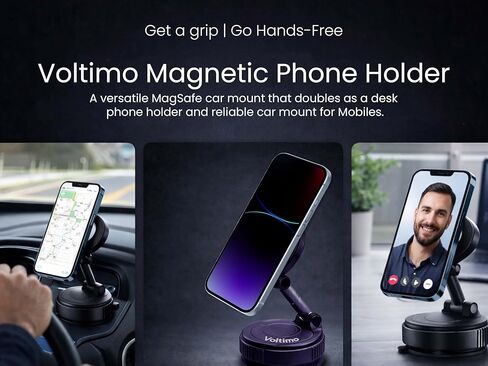 حامل هاتف السيارة المغناطيسي المفرغ - حامل هاتف شفط فراغ قابل للتعديل 360 درجة لهاتف iPhone 17 Pro Max، 16،15،14،13،12، Air Plus - حامل سيارة مغناطيسي قوي لتحقيق الاستقرار النهائي للهاتف in Kuwait