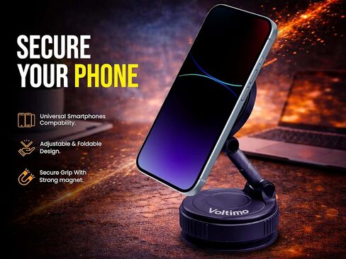 حامل هاتف السيارة المغناطيسي المفرغ - حامل هاتف شفط فراغ قابل للتعديل 360 درجة لهاتف iPhone 17 Pro Max، 16،15،14،13،12، Air Plus - حامل سيارة مغناطيسي قوي لتحقيق الاستقرار النهائي للهاتف in Kuwait