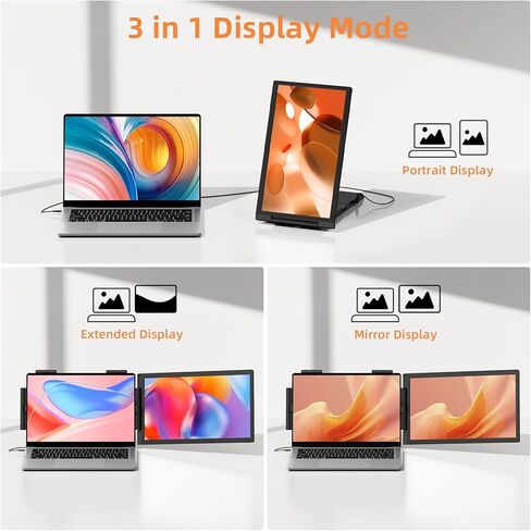 موسع شاشة الكمبيوتر المحمول، شاشة محمولة مقاس 14 بوصة FHD IPS 1080P لأجهزة الكمبيوتر المحمول Mini HDMI/Type-C PC يناسب أجهزة الكمبيوتر المحمولة مقاس 14 بوصة - 16.5 بوصة، التوصيل والتشغيل لأجهزة Windows/Mac/Android/Switch/PS5 in Kuwait