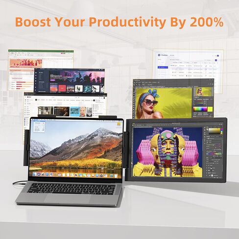 موسع شاشة الكمبيوتر المحمول، شاشة محمولة مقاس 14 بوصة FHD IPS 1080P لأجهزة الكمبيوتر المحمول Mini HDMI/Type-C PC يناسب أجهزة الكمبيوتر المحمولة مقاس 14 بوصة - 16.5 بوصة، التوصيل والتشغيل لأجهزة Windows/Mac/Android/Switch/PS5 in Kuwait
