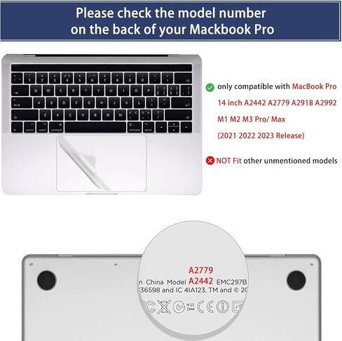 2 Pack Trackpad Protector Cover for 2023 2022 2021 M3 M2 M1 Pro/Max MacBook Pro 14 inch A2442 A2779 A2918 A2992 Clear Anti Scratch Fingerprint Touchpad Skin Accessories in Saudi Arabia