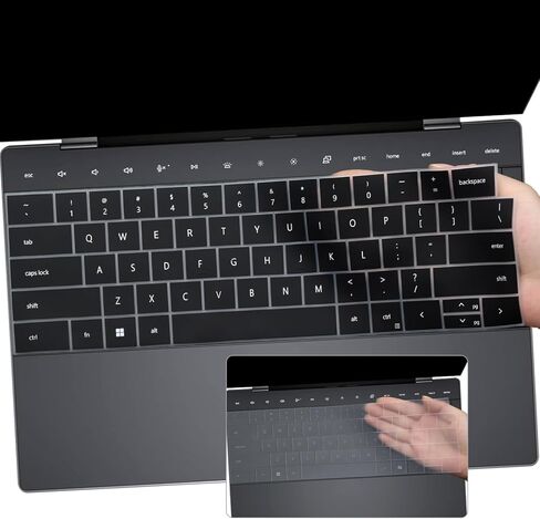 قطعتان من غطاء لوحة المفاتيح لجهاز 2025 Dell XPS 13 9345 9350 13.4 بوصة، XPS 13 9320 Plus 13.4 بوصة، Dell 16 Premium Laptop DA16250 (غير مناسب للإصدار القديم XPS 13 9350/XPS 14 9440 9450/16 9640) - أسود + شفاف in Kuwait