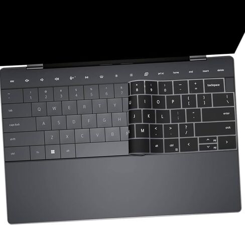 قطعتان من غطاء لوحة المفاتيح لجهاز 2025 Dell XPS 13 9345 9350 13.4 بوصة، XPS 13 9320 Plus 13.4 بوصة، Dell 16 Premium Laptop DA16250 (غير مناسب للإصدار القديم XPS 13 9350/XPS 14 9440 9450/16 9640) - أسود + شفاف in Kuwait