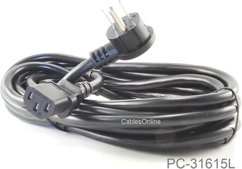 CablesOnline كابل طاقة تيار متردد بزاوية قائمة مسطحة بطول 15 قدمًا NEMA 5-15P إلى IEC C13، 16 AWG، PC-31615L in Kuwait