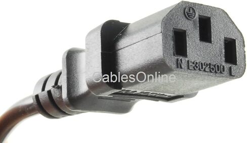 CablesOnline كابل طاقة تيار متردد بزاوية قائمة مسطحة بطول 15 قدمًا NEMA 5-15P إلى IEC C13، 16 AWG، PC-31615L in Kuwait