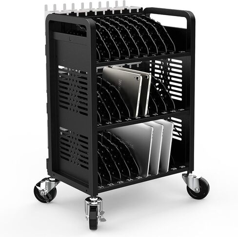 10-Device Charging Station with Power Strip – Open Charging Cabinet for Chromebooks, Laptops & Tablets up to 14" – Classroom Tech Organizer with Cable Management & Accessory Storage in Saudi Arabia