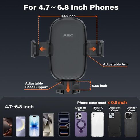 حامل الهاتف APPS2Car Gel-Lock Ultra Suction Cup مع ذراع التخميد ثنائي المحور عالي الكفاءة، حامل الهاتف الخلوي للسيارة الأكثر استقرارًا للوحة القيادة، عالمي لهاتف iPhone Samsung Google المزيد من الهواتف الذكية in Kuwait