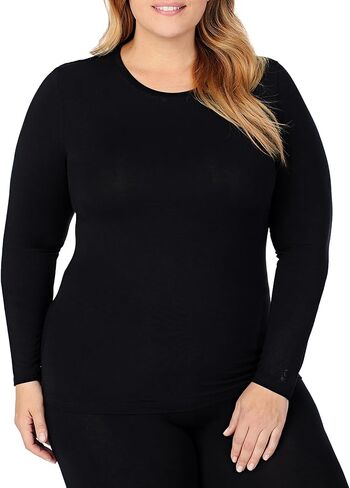 Cuddl Duds Toftwear Women's Women With Stretch Long Sleeve Crew Neck Top -Top -doy مع تصنيع ناعم ، ملاءمة على تعطيل الجسم ، بلوز فستان ، كبير in Kuwait