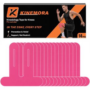 14 قطعة من شريط علم الحركة للركبتين - دعم الركبة وثباتها، يقلل من الشعور بالضغط، مقاوم للماء، شريط رياضي لاصق قوي ومرن، خالٍ من اللاتكس، مسامي، للجري، HIIT، القرفصاء in Kuwait