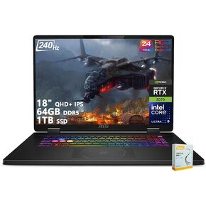 لابتوب الألعاب msi Crosshair 18 HX AI | 18 بوصة QHD+ IPS 240 هرتز | Intel Core Ultra 9 275HX | 32 جيجابايت DDR5 1 تيرابايت SSD | GeForce RTX 5070 (ما يصل إلى 798 AI Tops) | RGB Backlit Thunderbolt 4 Win11 Pro مع ملحق DLCA in Kuwait