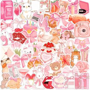 100 قطعة من ملصقات Coquette، حزمة ملصقات جمالية وردية، ملصقات لطيفة على شكل فيونكة للفتيات والنساء شارات فينيل مقاومة للماء لأجهزة الكمبيوتر المحمول وزجاجات المياه وقصاصات الكمبيوتر والهاتف والجيتار in Kuwait