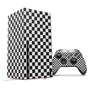 WraptorSkinz Skin Decal Vinyl Wrap compatible with the XBOX Series X Console and Controller - Checkered Canvas Black and White (GAMING CONSOLE NOT INCLUDED) in Kuwait