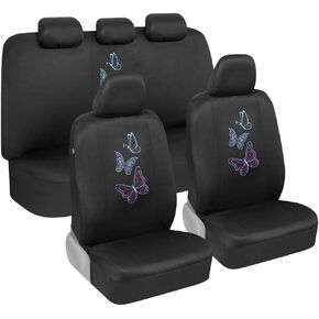BDK Pink Flowers Car Seat Covers Full Set with Steering Wheel Cover and Seat Belt Pads – Front and Rear Covers with Matching Embroidered Accessories, Fits Most Cars Trucks Vans SUVs (SCPRINTS) in Saudi Arabia