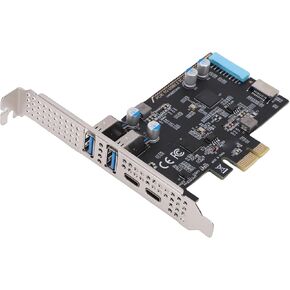 بطاقة Bewinner 5Gbps PCIe USB 3.0 Eansion | محور 4 منافذ (2xType C / 2xUSB 3.0) مع شريحة 720201، التوصيل والتشغيل لـ - اللوحة الأمامية وسطح المكتب المتوافق in Saudi Arabia