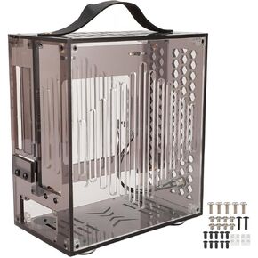 Miniature ITX PC Case, Clear Arcylic PC Case Portable DIY Desktop Computer Case 360 Degree Hollow Airflow Case, Miniature ITX Desktop Computer Case, Tempered Glass, Magnetic Dust in Kuwait