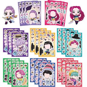 24 Sheets Cartoon Demon Movie Hunters Stickers,Make Your Own Sticker,Make a Face Sticker for Anime Themed Art Craft Fans in Kuwait