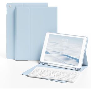 حافظة لوحة مفاتيح لجهاز iPad الجيل التاسع 10.2 بوصة 2021 مع حامل قلم رصاص، ظهر ناعم من مادة TPU، غطاء حامل لوحة مفاتيح قابل للفصل مغناطيسي لجهاز iPad 9th/8th/7th Gen (رمادي) in Kuwait