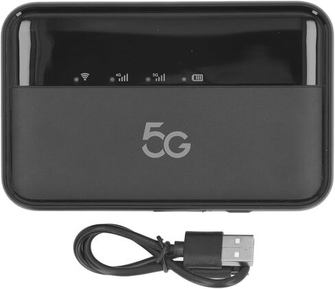 نقطة اتصال محمولة 5G WiFi6 مع فتحة بطاقة SIM نانو، سرعة سريعة، نقطة اتصال WiFi 5G متينة مزدوجة النطاق للسفر، تدعم 16 جهازًا، 10000 مللي أمبير في الساعة، شحن TypeC للمسافرين، أسود، حزمة واحدة in Kuwait