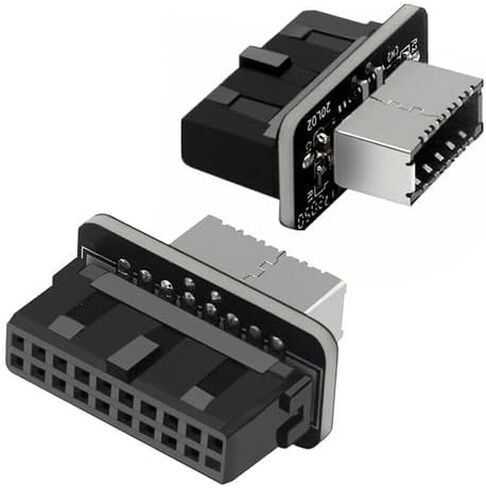 USB 3.0 20pin موصل داخلي إلى USB 3.1/3.2 Type-C 19pin أمامي I/O محول، أسود، 10 جيجابت في الثانية Gen2، التوصيل والتشغيل، ABS + هيكل معدني in Kuwait