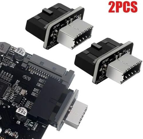 USB 3.0 20pin موصل داخلي إلى USB 3.1/3.2 Type-C 19pin أمامي I/O محول، أسود، 10 جيجابت في الثانية Gen2، التوصيل والتشغيل، ABS + هيكل معدني in Kuwait