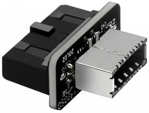 USB 3.0 20pin موصل داخلي إلى USB 3.1/3.2 Type-C 19pin أمامي I/O محول، أسود، 10 جيجابت في الثانية Gen2، التوصيل والتشغيل، ABS + هيكل معدني in Kuwait