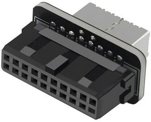 USB 3.0 20pin موصل داخلي إلى USB 3.1/3.2 Type-C 19pin أمامي I/O محول، أسود، 10 جيجابت في الثانية Gen2، التوصيل والتشغيل، ABS + هيكل معدني in Kuwait
