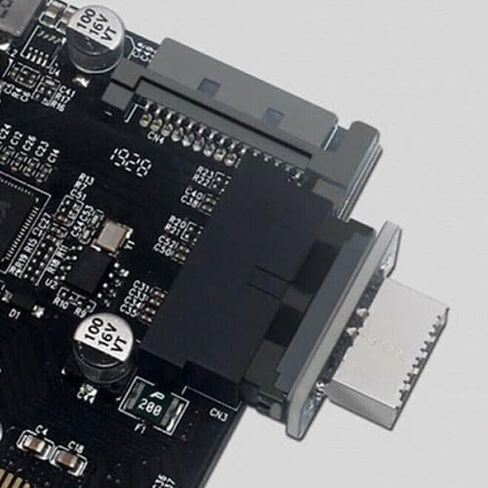 USB 3.0 20pin موصل داخلي إلى USB 3.1/3.2 Type-C 19pin أمامي I/O محول، أسود، 10 جيجابت في الثانية Gen2، التوصيل والتشغيل، ABS + هيكل معدني in Kuwait