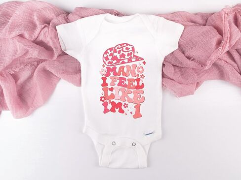 Cowgirl Baby Bodysuit, Man I Feel Like I'm One, First Birthday Gift, Western Baby Bodysuit in Saudi Arabia
