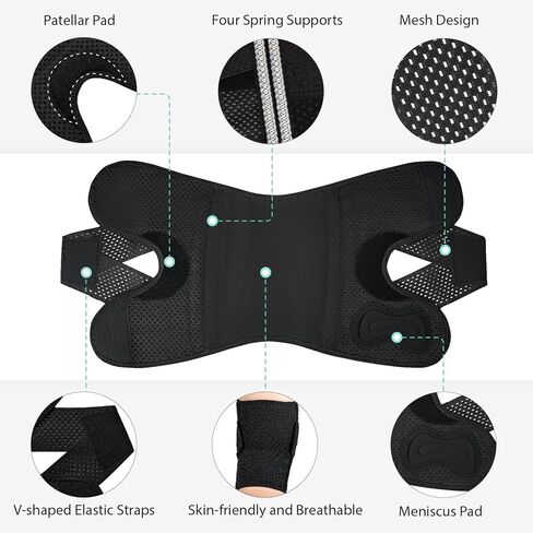 Knee Brace with Side Stabilizers for Meniscus Tear, Adjustable Knee Wrap for Pain Relief, Breathable Compression Knee Support for Knee Pain, ACL, MCL, Arthritis, Sports, Women&Men (Black, Large) in Saudi Arabia