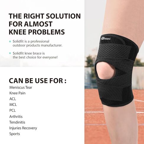 Knee Brace with Side Stabilizers for Meniscus Tear, Adjustable Knee Wrap for Pain Relief, Breathable Compression Knee Support for Knee Pain, ACL, MCL, Arthritis, Sports, Women&Men (Black, Large) in Saudi Arabia
