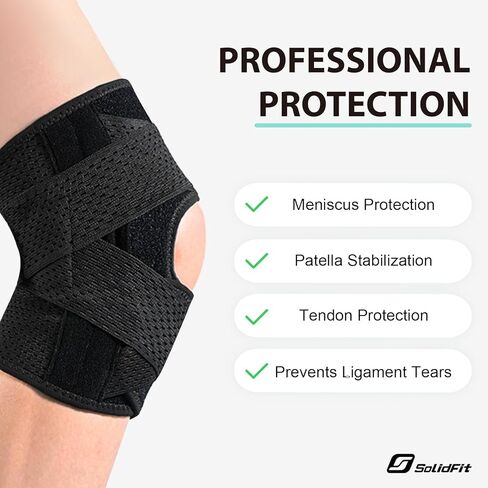 Knee Brace with Side Stabilizers for Meniscus Tear, Adjustable Knee Wrap for Pain Relief, Breathable Compression Knee Support for Knee Pain, ACL, MCL, Arthritis, Sports, Women&Men (Black, Large) in Saudi Arabia