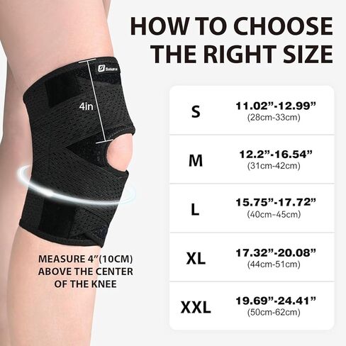 Knee Brace with Side Stabilizers for Meniscus Tear, Adjustable Knee Wrap for Pain Relief, Breathable Compression Knee Support for Knee Pain, ACL, MCL, Arthritis, Sports, Women&Men (Black, Large) in Saudi Arabia