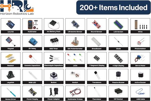 Horizon Uno Electronics Starter Kit with Video Lessons – Arduino-Compatible Board, Sensors, LEDs, Servos & More – Learn Electronics & Coding for Beginners in Saudi Arabia