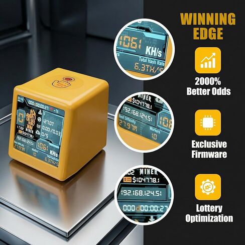 Nerdminer V2 NM Smart TV ESP32 BTC Solo Lottery Miner استهلاك أقل للطاقة يصل معدل التجزئة إلى 1060 كيلو هرتز/ثانية على مدار الساعة الصامتة لسطح المكتب (أصفر) in Kuwait