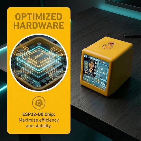 Nerdminer V2 NM Smart TV ESP32 BTC Solo Lottery Miner استهلاك أقل للطاقة يصل معدل التجزئة إلى 1060 كيلو هرتز/ثانية على مدار الساعة الصامتة لسطح المكتب (أصفر) in Kuwait
