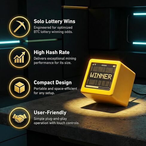 Nerdminer V2 NM Smart TV ESP32 BTC Solo Lottery Miner استهلاك أقل للطاقة يصل معدل التجزئة إلى 1060 كيلو هرتز/ثانية على مدار الساعة الصامتة لسطح المكتب (أصفر) in Kuwait