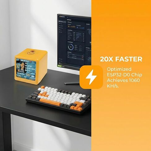Nerdminer V2 NM Smart TV ESP32 BTC Solo Lottery Miner استهلاك أقل للطاقة يصل معدل التجزئة إلى 1060 كيلو هرتز/ثانية على مدار الساعة الصامتة لسطح المكتب (أصفر) in Kuwait