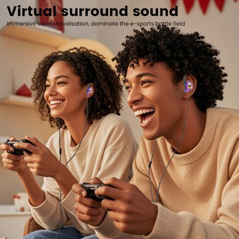 سماعات أذن سلكية للألعاب داخل الأذن، سماعات رأس HiFi للألعاب داخل الأذن، سماعات أذن سلكية بصوت جهير عميق مع محرك ديناميكي 1DD 10 مم، IEM لمكالمات الفيديو وألعاب الموسيقى (أرجواني) in Kuwait