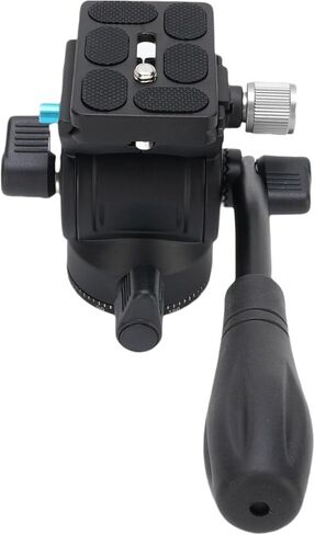 Tripod Fluid Head, 360° Panorama Aluminum Alloy Video Tripod Head with Steel Handle 3/8in Bottom Screw Hole in Saudi Arabia