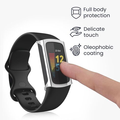 حافظة kwmobile متوافقة مع حافظة Fitbit Charge 6 / Charge 5 - 2X غطاء لتتبع اللياقة البدنية من السيليكون TPU - فضي/رمادي داكن in Kuwait