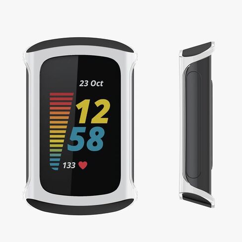 حافظة kwmobile متوافقة مع حافظة Fitbit Charge 6 / Charge 5 - 2X غطاء لتتبع اللياقة البدنية من السيليكون TPU - فضي/رمادي داكن in Kuwait